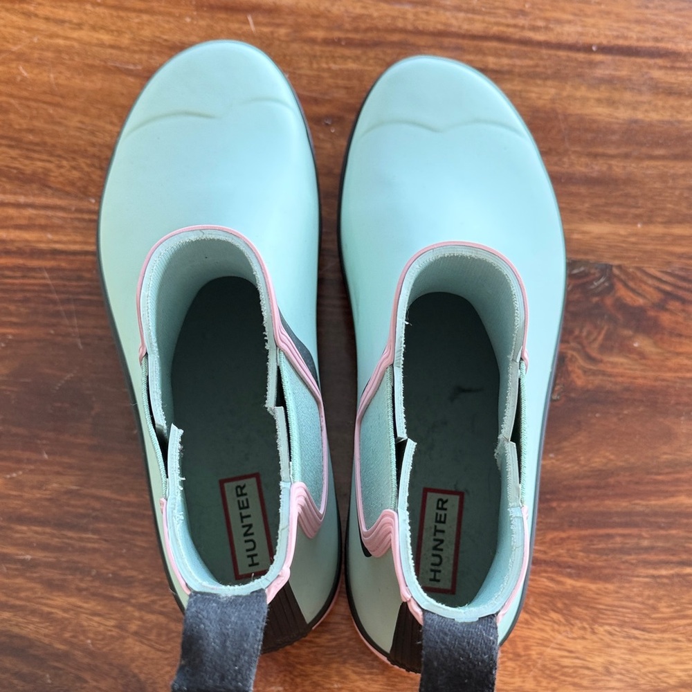 Hunter Women's Mint and Pink Rain Boots - Picture 5 of 6
